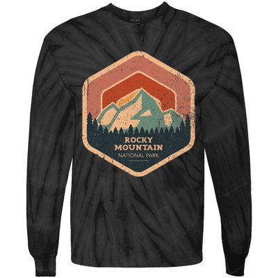 Rocky Mountain National Park Retro Sunset Vintage Tie-Dye Long Sleeve Shirt