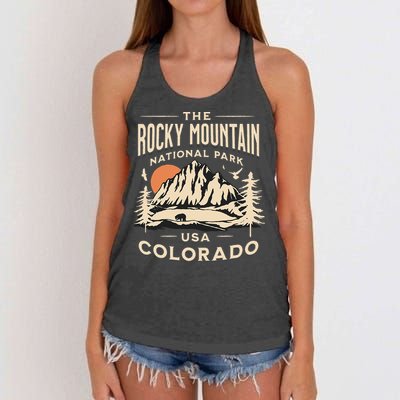 Rocky Mountain National Park Colorado Hike Outdoors Vintage Women's Knotted Racerback Tank