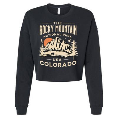 Rocky Mountain National Park Colorado Hike Outdoors Vintage Cropped Pullover Crew