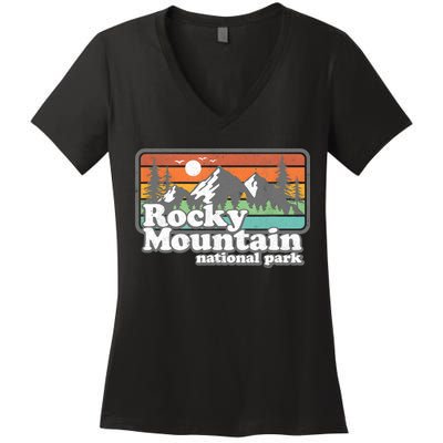 Rocky Mountain National Park Colorado Hiking Camping Gift Women's V-Neck T-Shirt