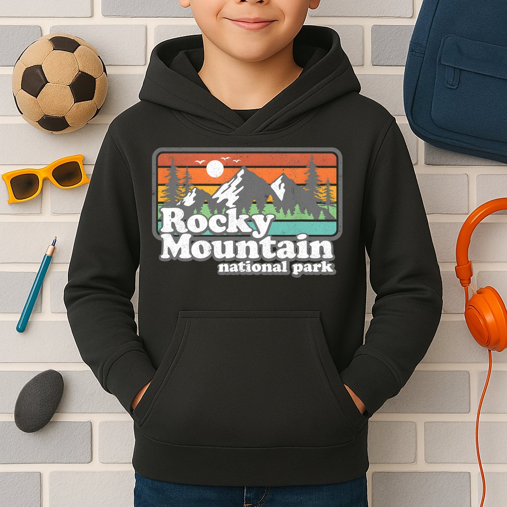 Rocky Mountain National Park Colorado Hiking Camping Gift Kids Hoodie