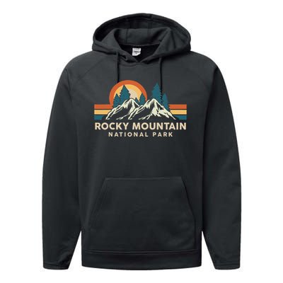 Rocky Mountain National Park Colorado Hiking Souvenir Retro Performance Fleece Hoodie