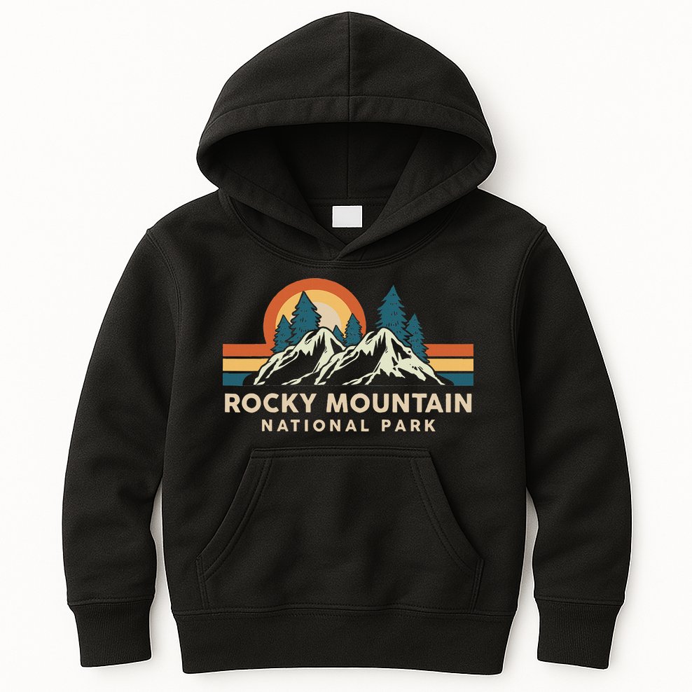 Rocky Mountain National Park Colorado Hiking Souvenir Retro Kids Hoodie