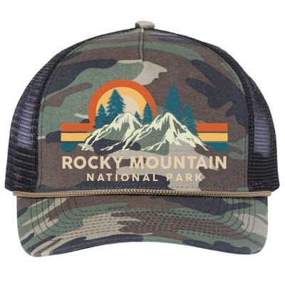 Rocky Mountain National Park Colorado Hiking Souvenir Retro Retro Rope Trucker Hat Cap