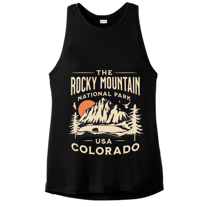 Rocky Mountain National Park Colorado Hike Outdoors Vintage Ladies PosiCharge Tri-Blend Wicking Tank