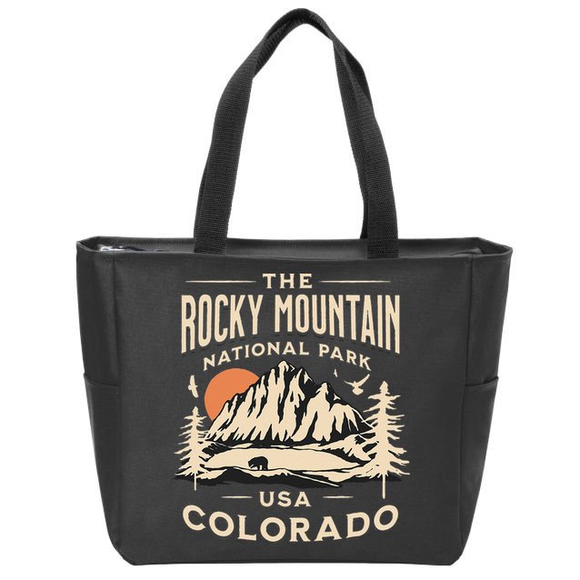 Rocky Mountain National Park Colorado Hike Outdoors Vintage Zip Tote Bag