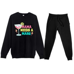 Retro Mama Needs A Marg Margarita Premium Crewneck Sweatsuit Set