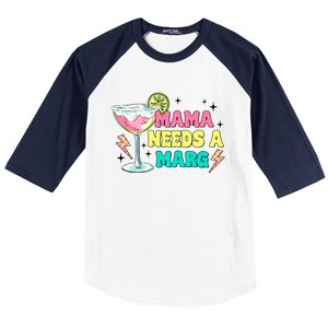 Retro Mama Needs A Marg Margarita Baseball Sleeve Shirt