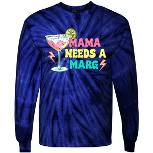 Retro Mama Needs A Marg Margarita Tie-Dye Long Sleeve Shirt