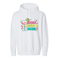 Retro Mama Needs A Marg Margarita Garment-Dyed Fleece Hoodie