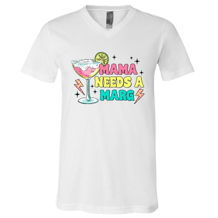 Retro Mama Needs A Marg Margarita V-Neck T-Shirt