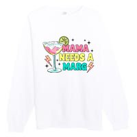 Retro Mama Needs A Marg Margarita Premium Crewneck Sweatshirt