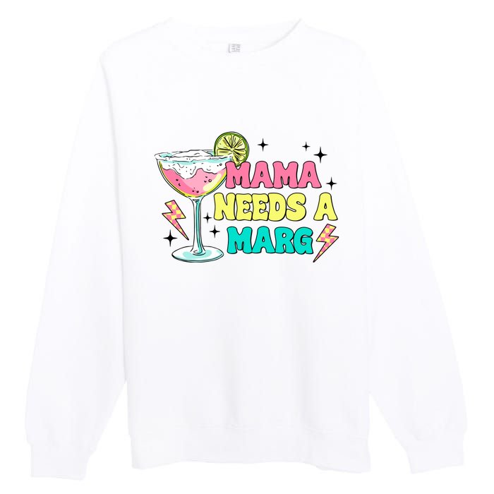 Retro Mama Needs A Marg Margarita Premium Crewneck Sweatshirt