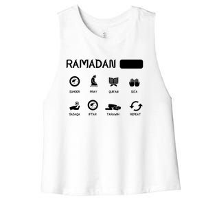 Ramadan Mode On Eid Mubarak Ramadan Kareem Family Matching Gift Women's Racerback Cropped Tank