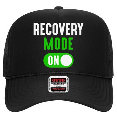 Recovery Mode On Get Well Funny Injury Gift High Crown Mesh Back Trucker Hat