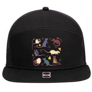 Rat Mouses Of The World Cute Mice Wheat Rodent Field Animals 7 Panel Mesh Trucker Snapback Hat