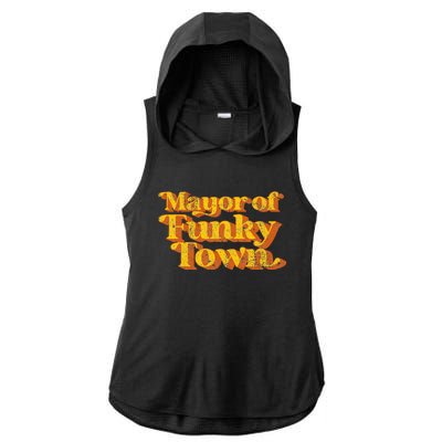 Retro Mayor Of Funky Town Funny Vintage 70S Disco Party Ladies PosiCharge Tri-Blend Wicking Draft Hoodie Tank