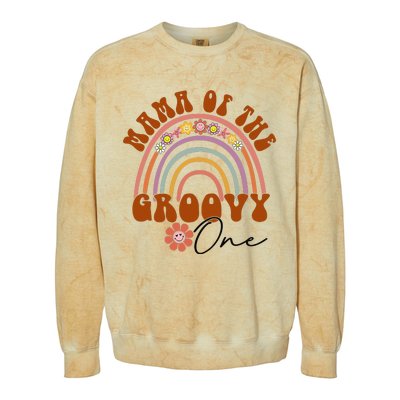 Retro Mama of Groovy one Matching Family 1st Birthday Party Colorblast Crewneck Sweatshirt