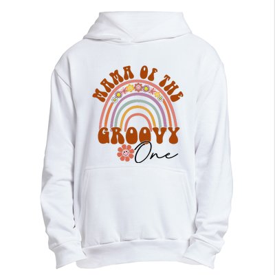 Retro Mama of Groovy one Matching Family 1st Birthday Party Urban Pullover Hoodie