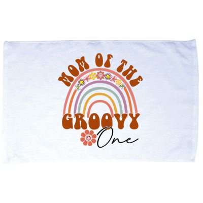 Retro Mom of Groovy one Matching Family 1st Birthday Party Microfiber Hand Towel