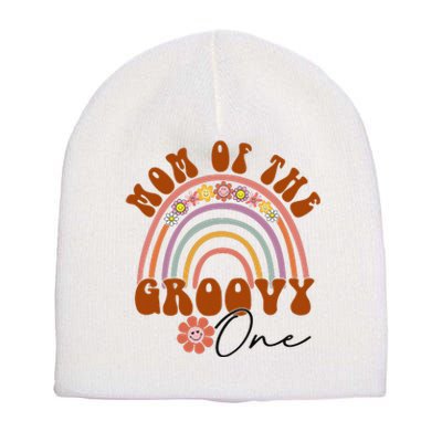 Retro Mom of Groovy one Matching Family 1st Birthday Party Short Acrylic Beanie