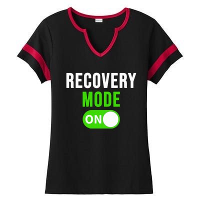 Recovery Mode On Get Well Gift Funny Injury Ladies Halftime Notch Neck Tee