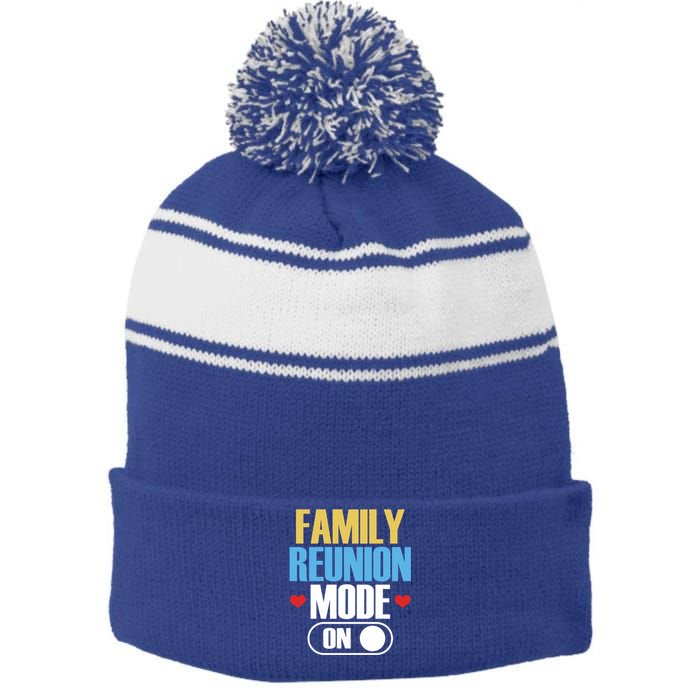 Reunion Mode On Meeting Gathering Families Family Gift Stripe Pom Pom Beanie