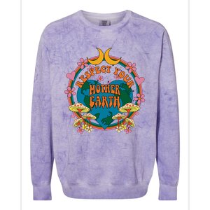 Respect Mother Planet Earth Day Groovy Hippie Mushroom Funny Great Gift Colorblast Crewneck Sweatshirt