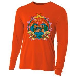 Respect Mother Planet Earth Day Groovy Hippie Mushroom Funny Great Gift Cooling Performance Long Sleeve Crew