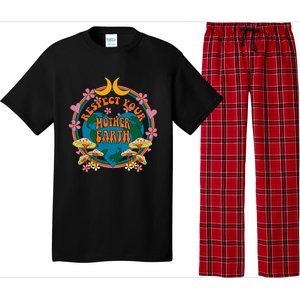 Respect Mother Planet Earth Day Groovy Hippie Mushroom Funny Great Gift Pajama Set