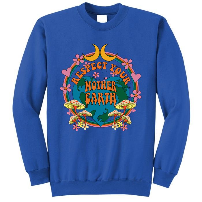 Respect Mother Planet Earth Day Groovy Hippie Mushroom Funny Great Gift Sweatshirt