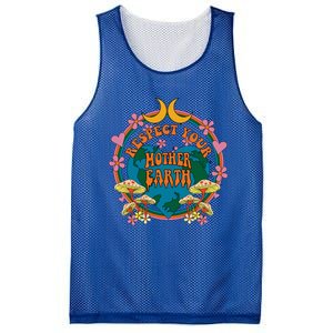 Respect Mother Planet Earth Day Groovy Hippie Mushroom Funny Great Gift Mesh Reversible Basketball Jersey Tank