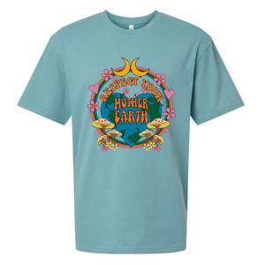 Respect Mother Planet Earth Day Groovy Hippie Mushroom Funny Great Gift Sueded Cloud Jersey T-Shirt