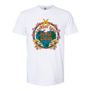 Respect Mother Planet Earth Day Groovy Hippie Mushroom Funny Great Gift Softstyle CVC T-Shirt