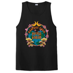 Respect Mother Planet Earth Day Groovy Hippie Mushroom Funny Gift PosiCharge Competitor Tank