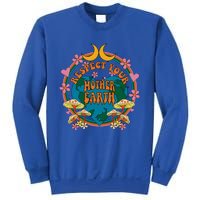 Respect Mother Planet Earth Day Groovy Hippie Mushroom Funny Gift Sweatshirt