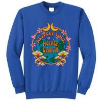 Respect Mother Planet Earth Day Groovy Hippie Mushroom Funny Gift Tall Sweatshirt