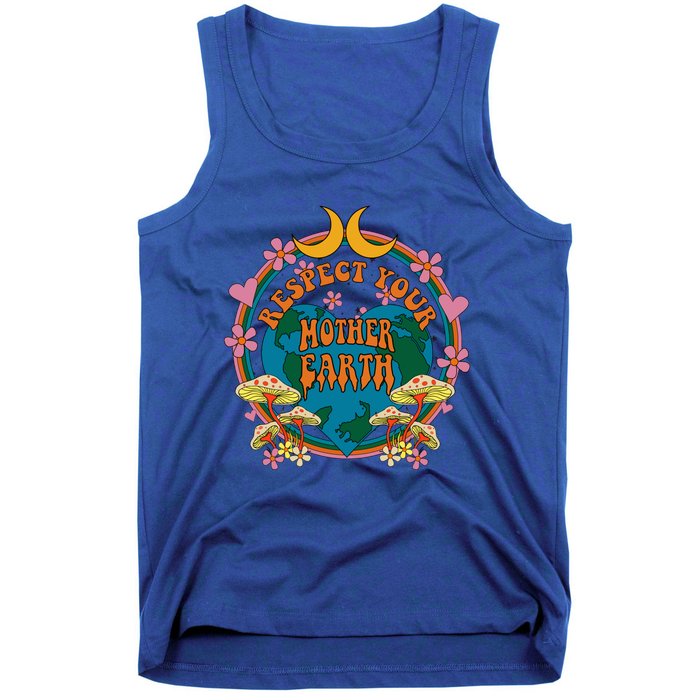 Respect Mother Planet Earth Day Groovy Hippie Mushroom Funny Gift Tank Top