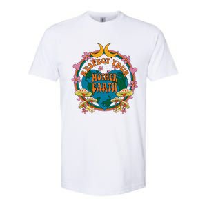 Respect Mother Planet Earth Day Groovy Hippie Mushroom Funny Gift Softstyle CVC T-Shirt