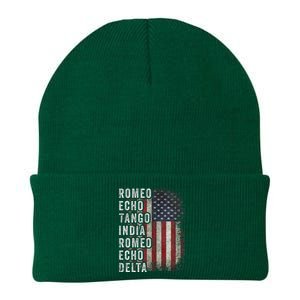 Retired Military Phonetic Alphabet Retirement Announcement Knit Cap Winter Beanie