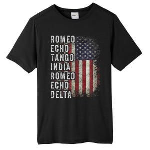 Retired Military Phonetic Alphabet Retirement Announcement Tall Fusion ChromaSoft Performance T-Shirt