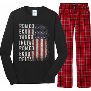 Retired Military Phonetic Alphabet Retirement Announcement Long Sleeve Pajama Set