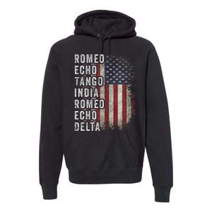 Retired Military Phonetic Alphabet Retirement Announcement Premium Hoodie