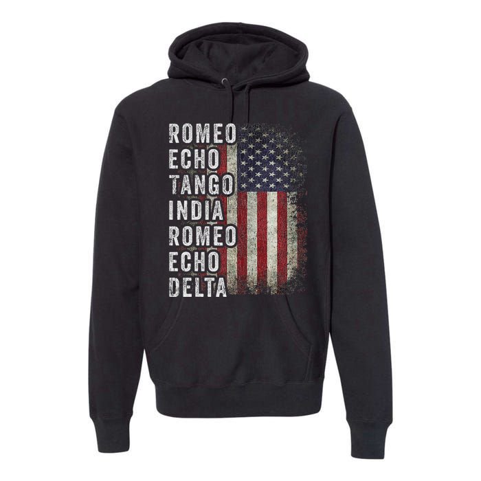 Retired Military Phonetic Alphabet Retirement Announcement Premium Hoodie