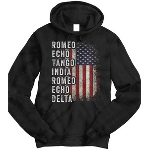 Retired Military Phonetic Alphabet Retirement Announcement Tie Dye Hoodie