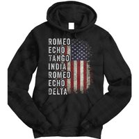 Retired Military Phonetic Alphabet Retirement Announcement Tie Dye Hoodie