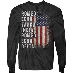 Retired Military Phonetic Alphabet Retirement Announcement Tie-Dye Long Sleeve Shirt