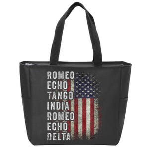 Retired Military Phonetic Alphabet Retirement Announcement Zip Tote Bag