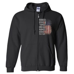 Retired Military Phonetic Alphabet Retirement Announcement Full Zip Hoodie