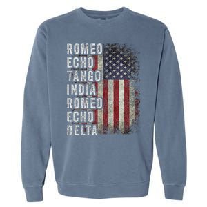 Retired Military Phonetic Alphabet Retirement Announcement Garment-Dyed Sweatshirt